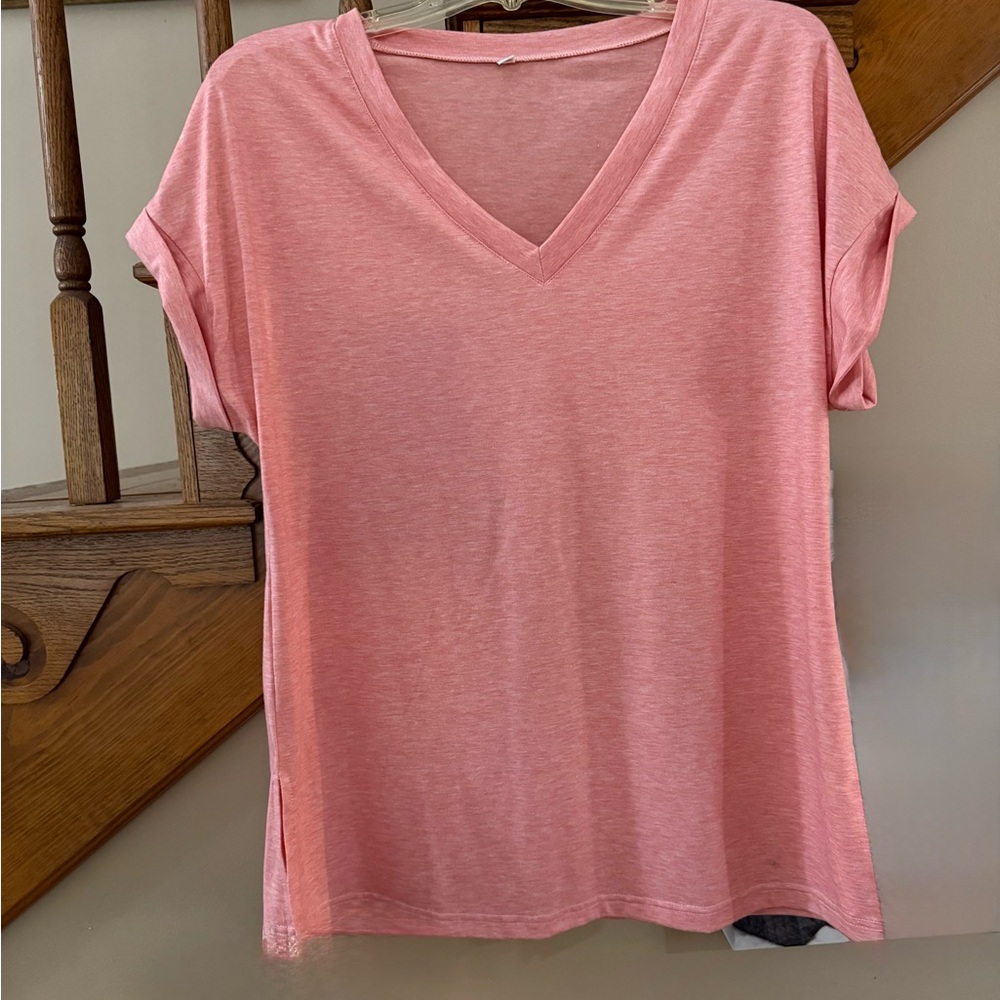 Pink V-Neck Women's Top